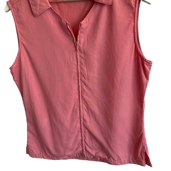 Kavu Pink Zipper Front Collared Sleeveless Top, Tencel Lyocell, Size L - Picture 4 of 7